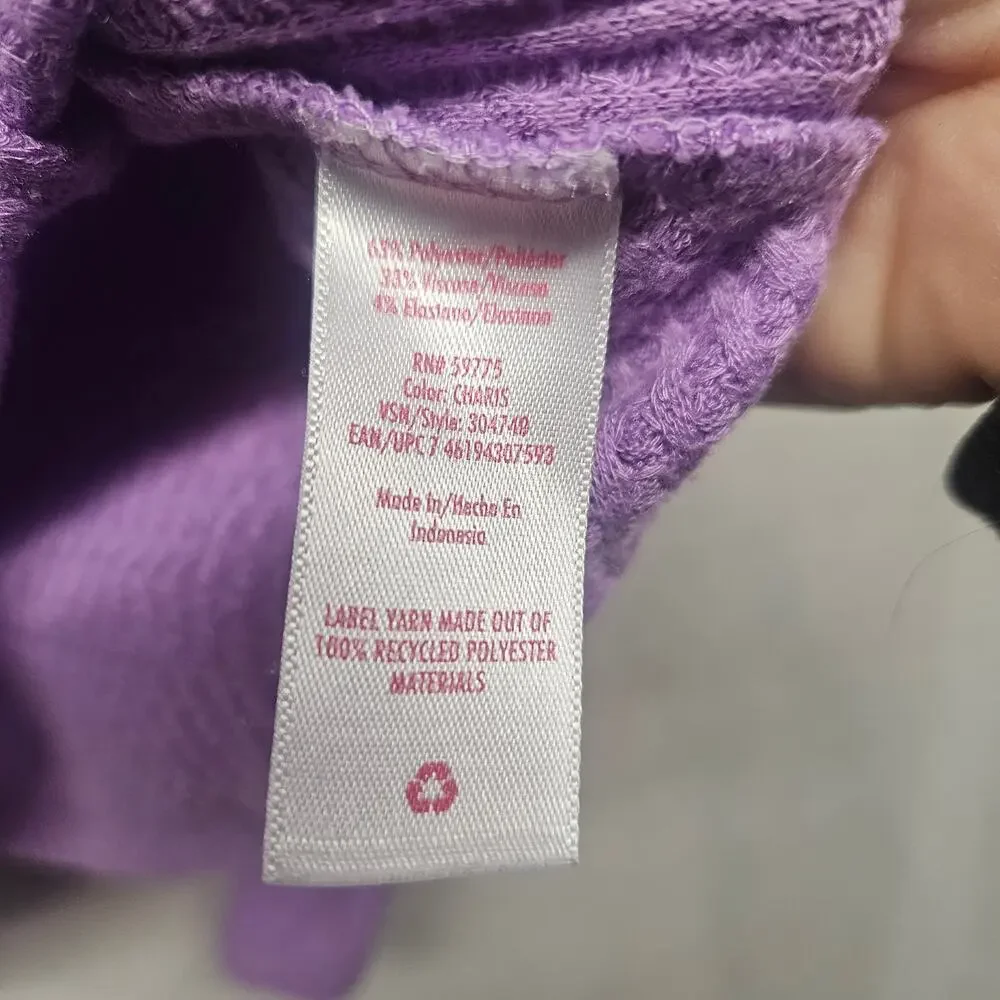 Justice Girls Purple Waffle Knit Shirt Lace Up Long Sleeve Size XS (5/6)